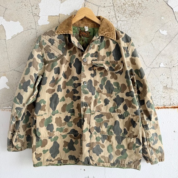 Saf-T-Bak Other - Vintage 70s SafTBak Duck Camo Hunting Jacket Men L Frog Skin Corduroy Field Coat